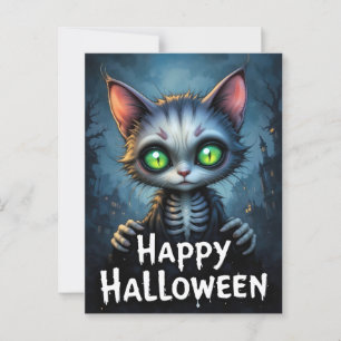 Mystisches Mit Augen Katzen Halloween verzauberter Postkarte
