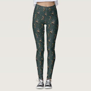 Mystisches Mondsichel-Sternen-Muster Leggings