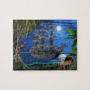 Mystisches Moonlit Piraten-Schiff Puzzle