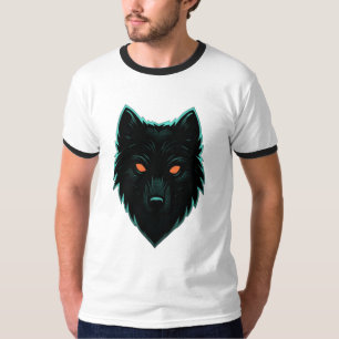 Mystisches Neon-Wolf-Design T-Shirt