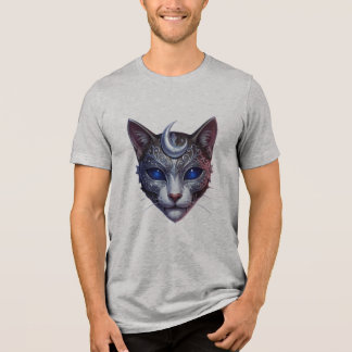 Mystisches Ornamental-Katze-mit-Halbmond-T-Shirt Tri-Blend Shirt