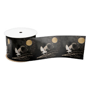 Mystisches Owl Silver und Goldmagen Satinband