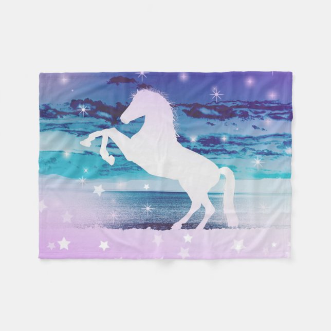 Mystisches Pferd Fleecedecke (Vorderseite (Horizontal))