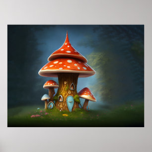 Mystisches Pilzhaus Poster