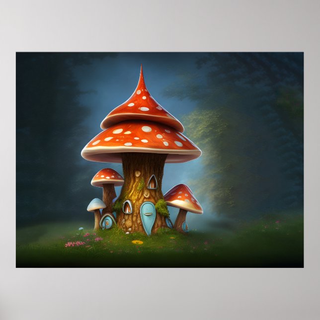 Mystisches Pilzhaus Poster (Vorne)