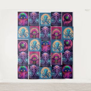 Mystisches Quallen-Ozean-T-Shirt-Design Elegant Wandteppich