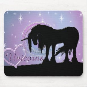 Mystisches Schwarzes Einhorn (Pastellwirl) Mousepad