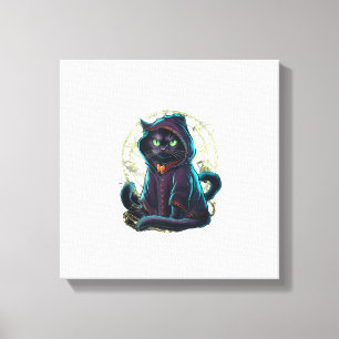Mystisches-schwarzes-Katze-Halloween-Tank-Top Leinwanddruck