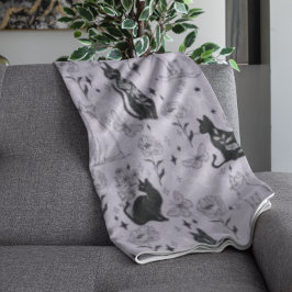 Mystisches Schwarzes Katzen- und Schmetterlingsmus Fleecedecke