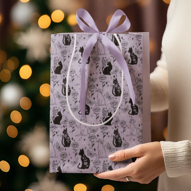 Mystisches Schwarzes Katzen- und Schmetterlingsmus Mittlere Geschenktüte (Von Creator hochgeladen)