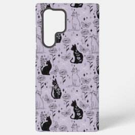 Mystisches Schwarzes Katzen- und Schmetterlingsmus Samsung Galaxy Hülle