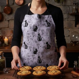 Mystisches Schwarzes Katzen- und Schmetterlingsmus Schürze