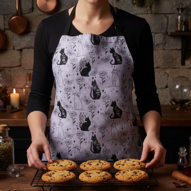 Mystisches Schwarzes Katzen- und Schmetterlingsmus Schürze (Von Creator hochgeladen)