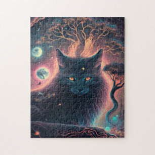 Mystisches schwarzes Katzenrätsel Hexengeschenk Puzzle