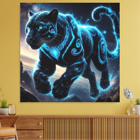 Mystisches Schwarzes Panther mit leuchtenden Muste