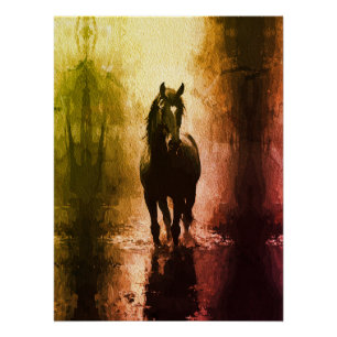 Mystisches Schwarzes Pferd – Dark Fantasy Reitspor Poster