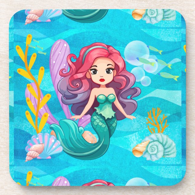 Mystisches Sirenendesign Getränkeuntersetzer (Vorderseite)