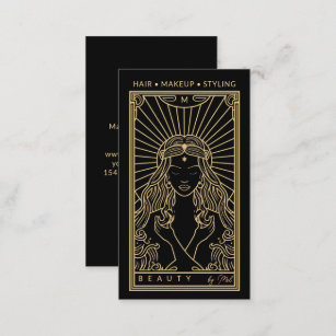 Mystisches Tarot Makeup Haarbängel Monogram Gold B Visitenkarte