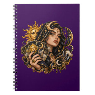 Mystisches Tarotkarten-Lesebuch - Gold Celestial Notizblock