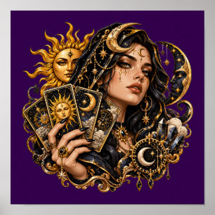 Mystisches Tarotkartenleser-Poster - Gold Celestia Poster