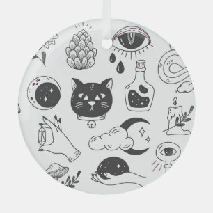 Mystisches Tattoo: Handgezeichnetes Vintage-Abzeic Ornament Aus Glas