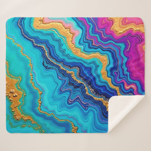 Mystisches Teal- und Gold-Energie Sherpadecke
