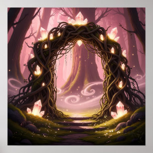 Mystisches Tor des verzauberten Waldlichts Poster