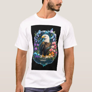 Mystisches Weißkopfseeadler-Fantasy-Blumen-T-Shirt T-Shirt