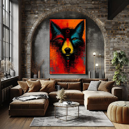 Mystisches Wolfsgesicht in Farbflächen Expressioni Poster