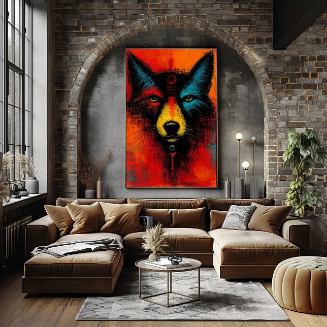 Mystisches Wolfsgesicht in Farbflächen Expressioni Poster (Von Creator hochgeladen)