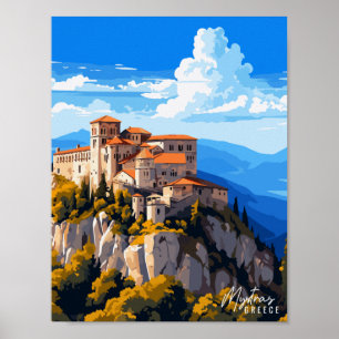 Mystras Griechenland Vintage-Reiseillustration Poster