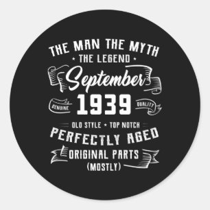 Myth Legend September 1939 84. 84 Jahr Ol Runder Aufkleber