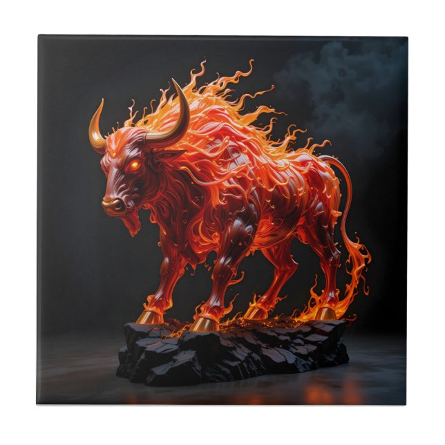 Mythic Fire Bull Fliese (Vorderseite)