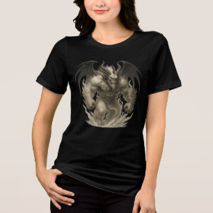 Mythic Flame Demon with Moon Wings Tri-Blend Shirt