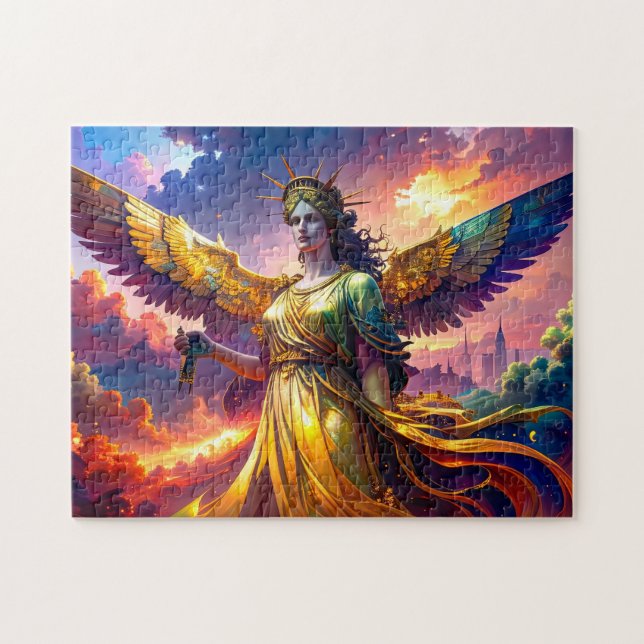 Mythic Lady Liberty Winged Goddess SciFi Fantasy Puzzle (Horizontal)