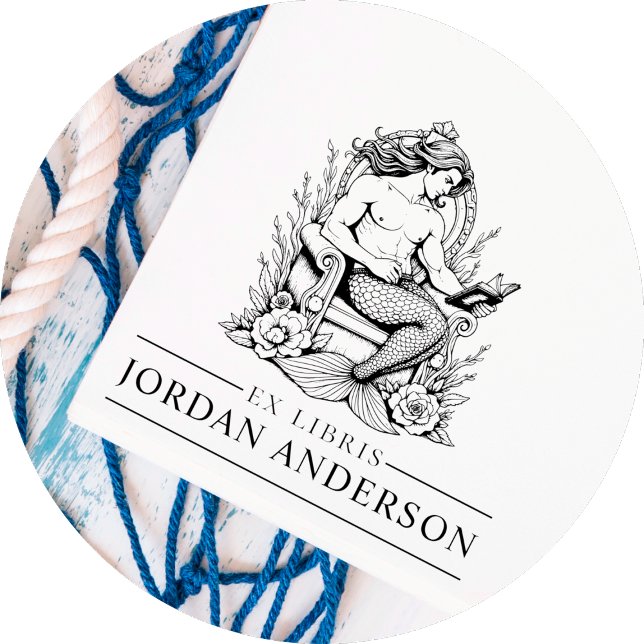 Mythic Masculine Merman Ex Libris Library Book Permastempel (Von Creator hochgeladen)