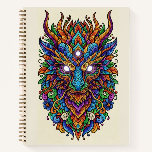 Mythic Prism Guardian Mask Zentangle Journal Notizbuch (Vorderseite)