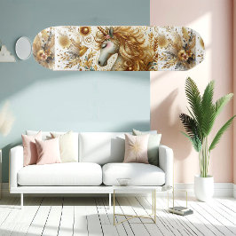Mythical Gold Unicorn Divine Spiritual Decorative  Skateboard