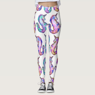 Mythisch Pink Aquamarin Unicorn Seepferd Wasserfar Leggings