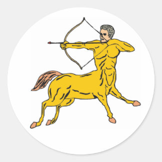 Mythische Abbildung des Bow-Pfeilers Centaur Runder Aufkleber