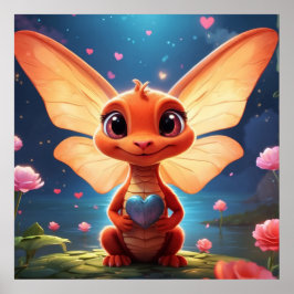 *~* Mythische AP48 Niedliche Baby Dragon Liebe Poster