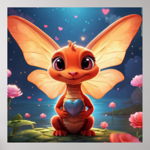 *~* Mythische AP48 Süßer Baby-Drache Liebe Poster