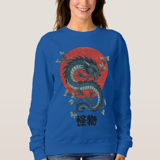 Mythische Bestie steigt unter roter Sonne Sweatshirt