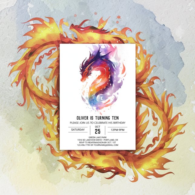 Mythische Custom Kids Dragon Birthday Einladung (Von Creator hochgeladen)