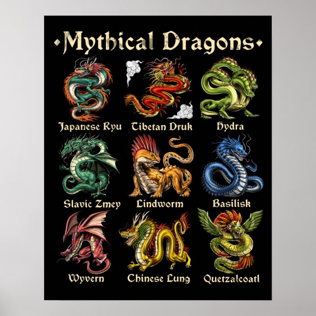 Mythische Drachen Poster (Vorne)