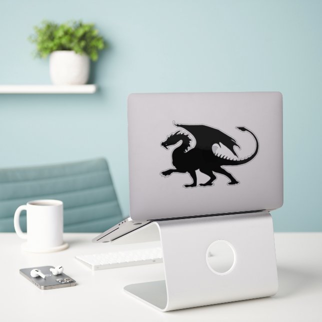 Mythische Drachen-Silhouette Aufkleber (Laptop auf Schreibtisch)