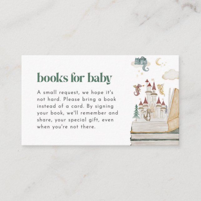 Mythische Dragon Baby Shower Books für Babykarte Visitenkarte (Vorderseite)