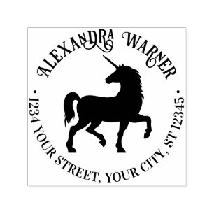 Mythische Einhorn-Silhouette Name Rücksendeadresse Permastempel