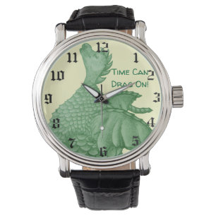 Mythische Fantasiewesen Grüner Drache Armbanduhr