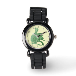 Mythische Fantasiewesen niedlicher Grüner Drache Armbanduhr